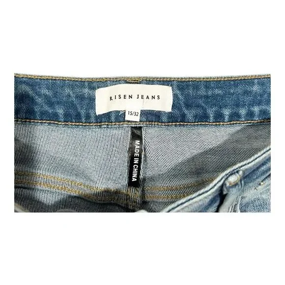 NWT Risen Women's Jeans Sz 15/32 High Rise Wide Leg Crop Light‎ Wash Blue Denim - Picture 10 of 14